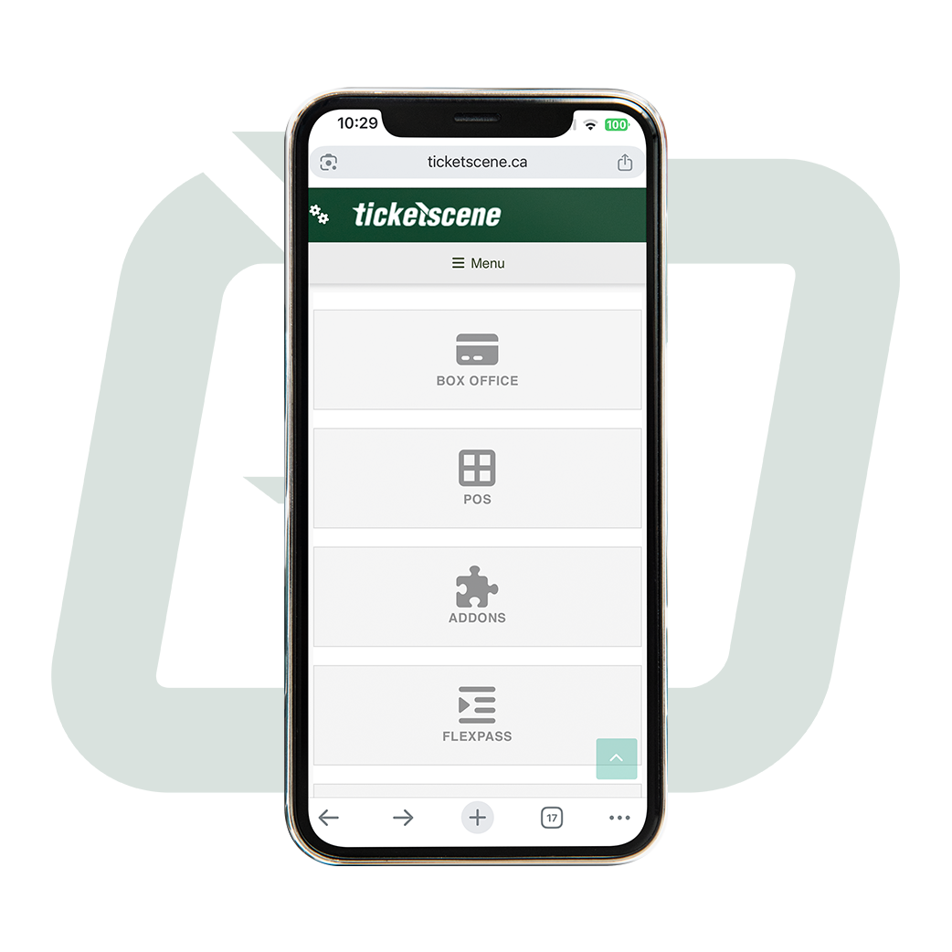 Ticketscene website on smartphone device, tablet, laptop and desktop